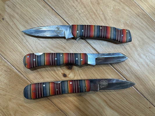 Anglers Edge Mexican Blanket Micarta Handle Folding Knife