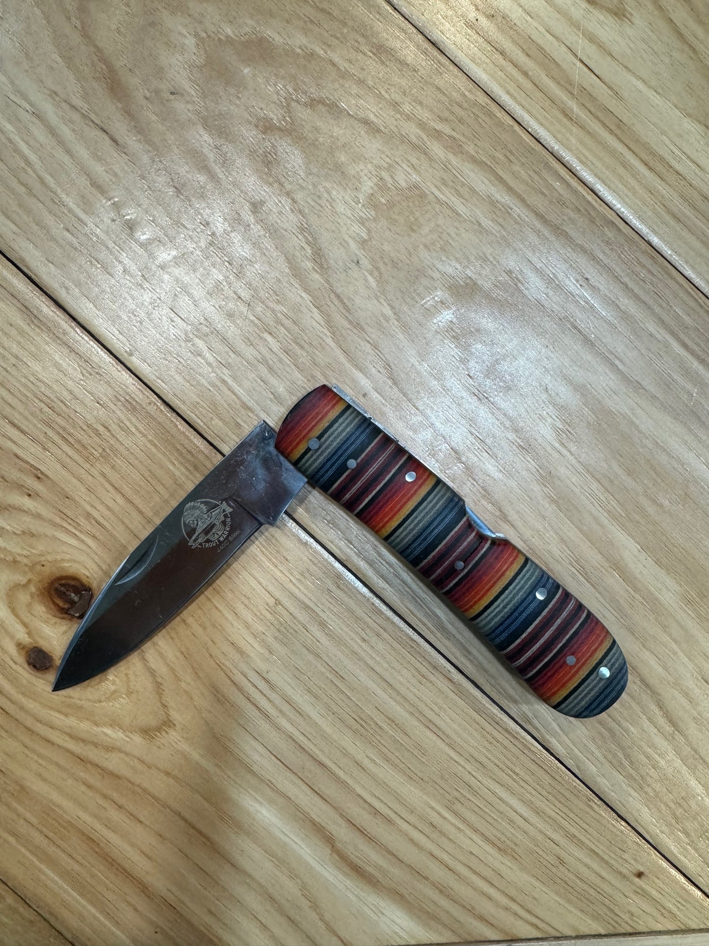 Anglers Edge Mexican Blanket Micarta Handle Folding Knife