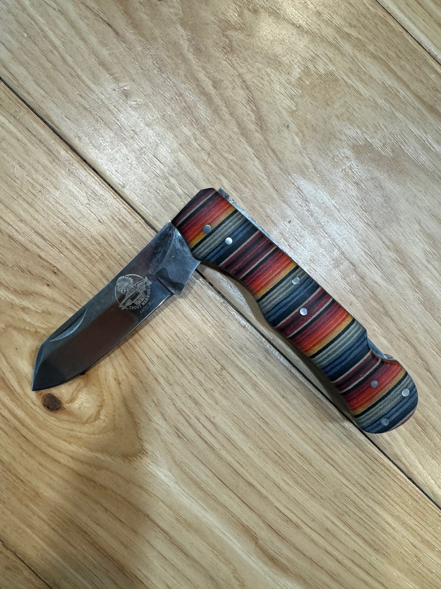 Anglers Edge Mexican Blanket Micarta Handle Folding Knife