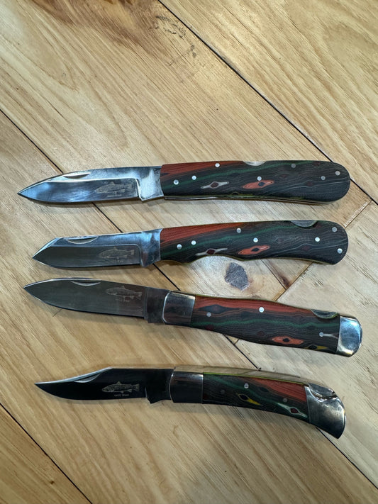 Anglers Edge Brown Trout Micarta Handle Folding Knife