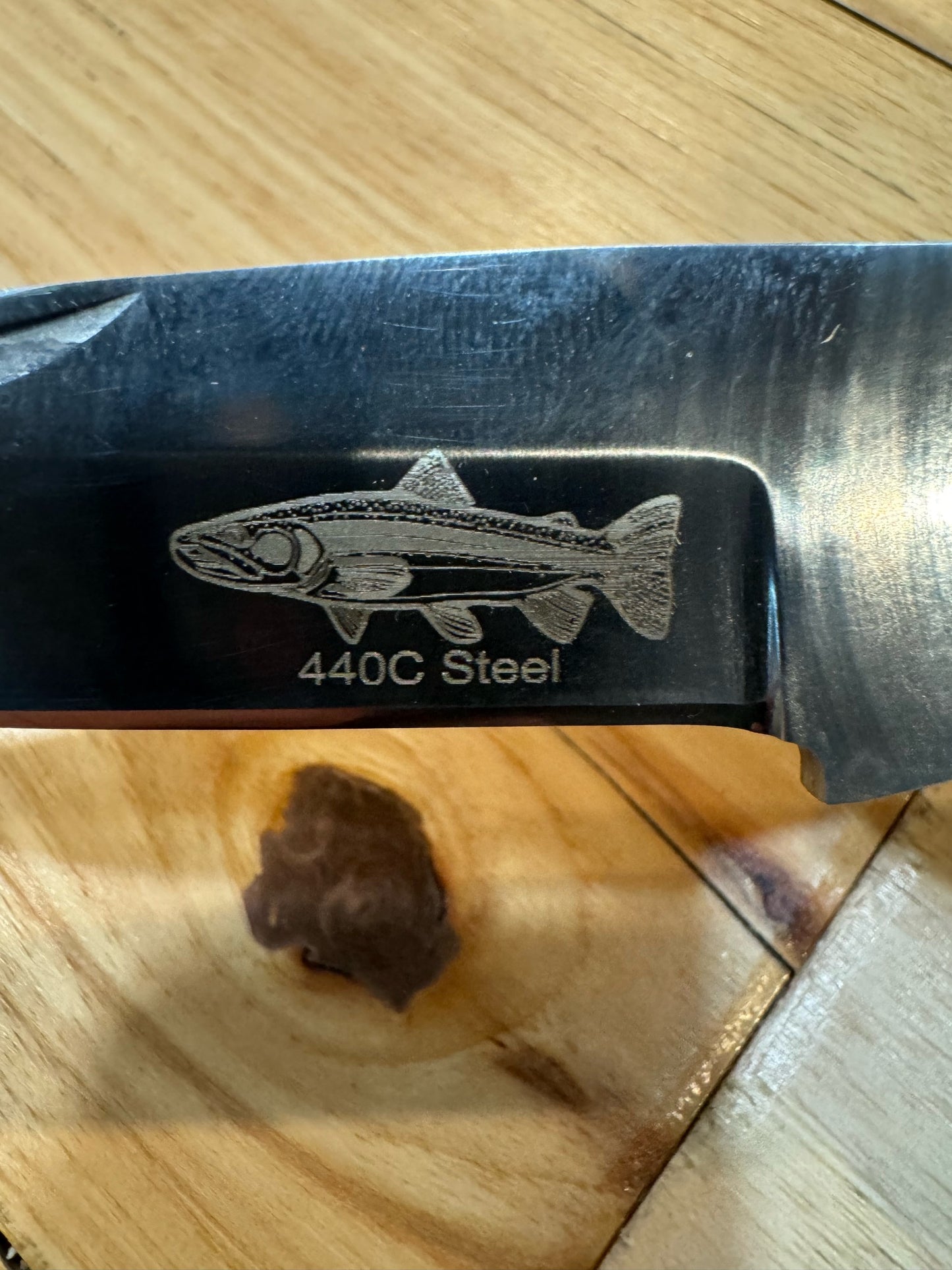 Anglers Edge Rainbow Trout Micarta Handle Folding Knife