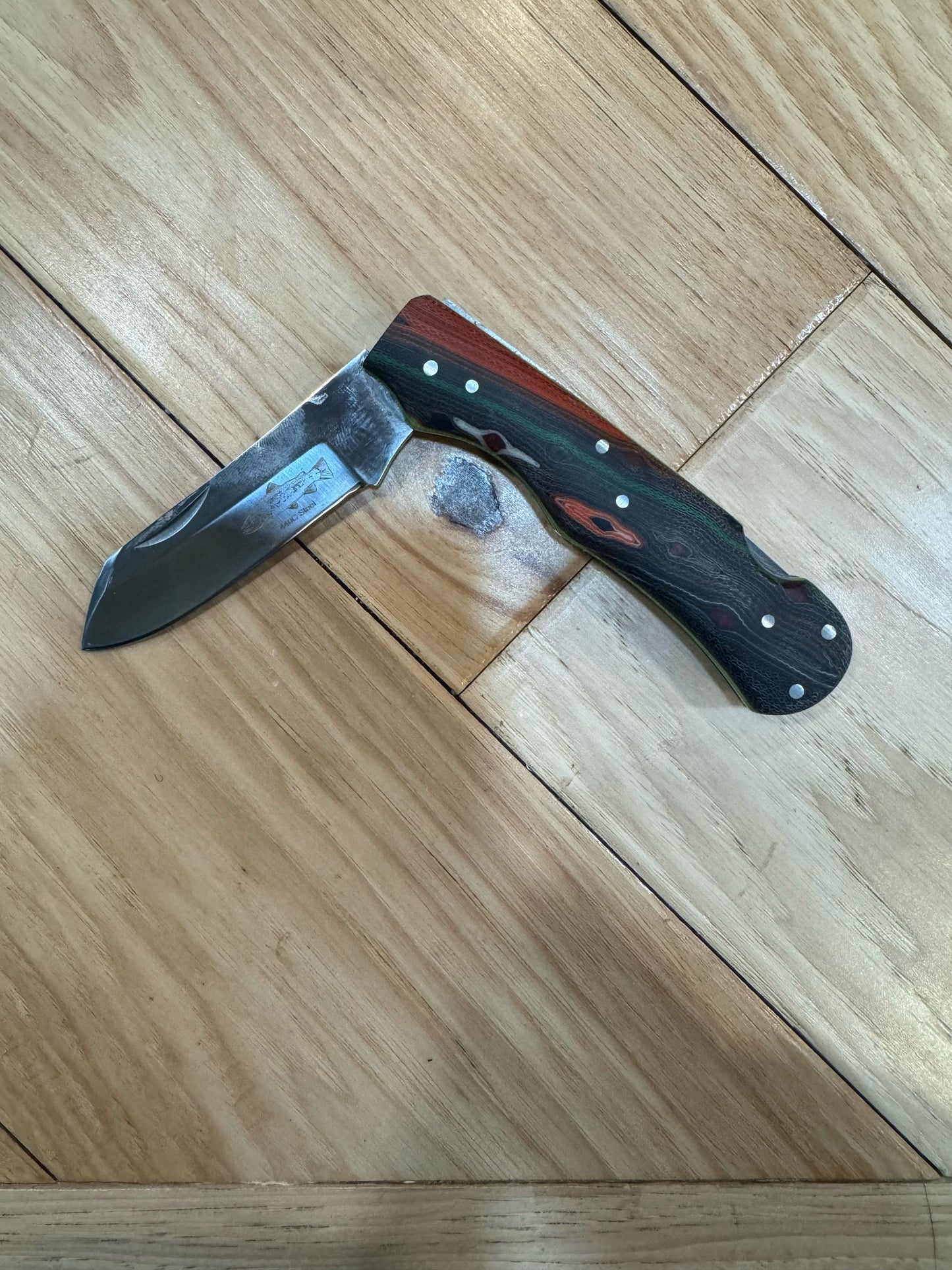 Anglers Edge Brown Trout Micarta Handle Folding Knife