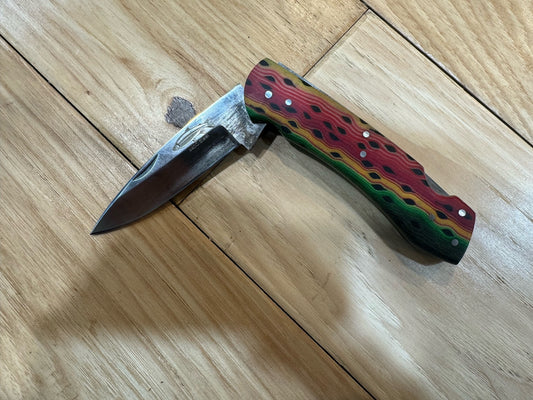 Anglers Edge Rainbow Trout Micarta Handle Folding Knife