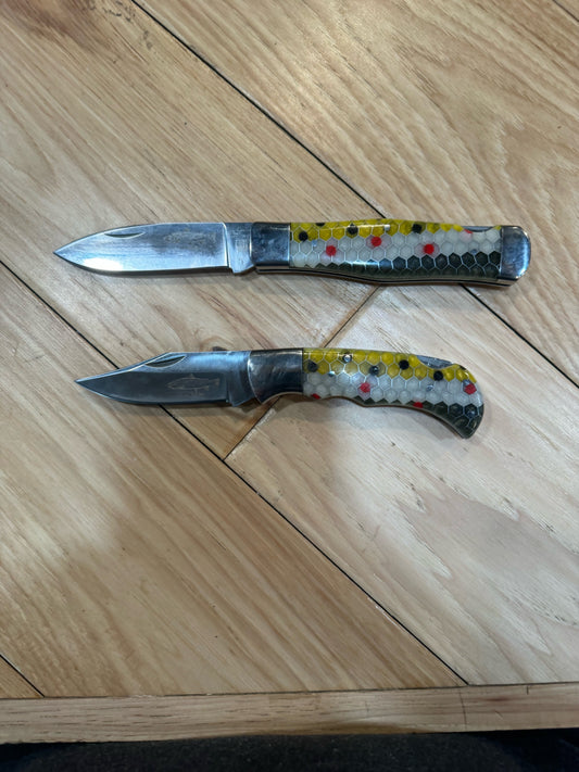 Anglers Edge Brown Trout Resin Handle Folding Knife